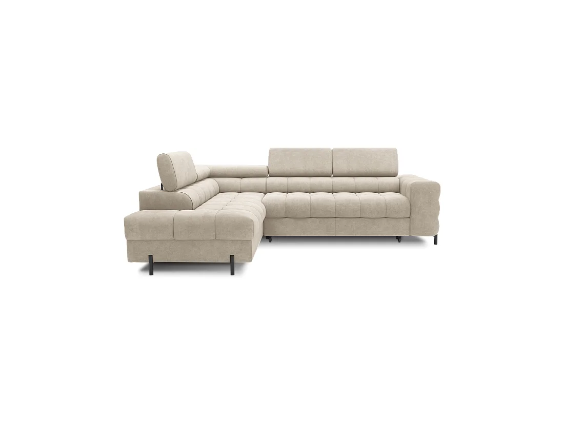 Canapé FERRUM Beige convertible 5 places angle gauche rangement intégré 276x93x200cm