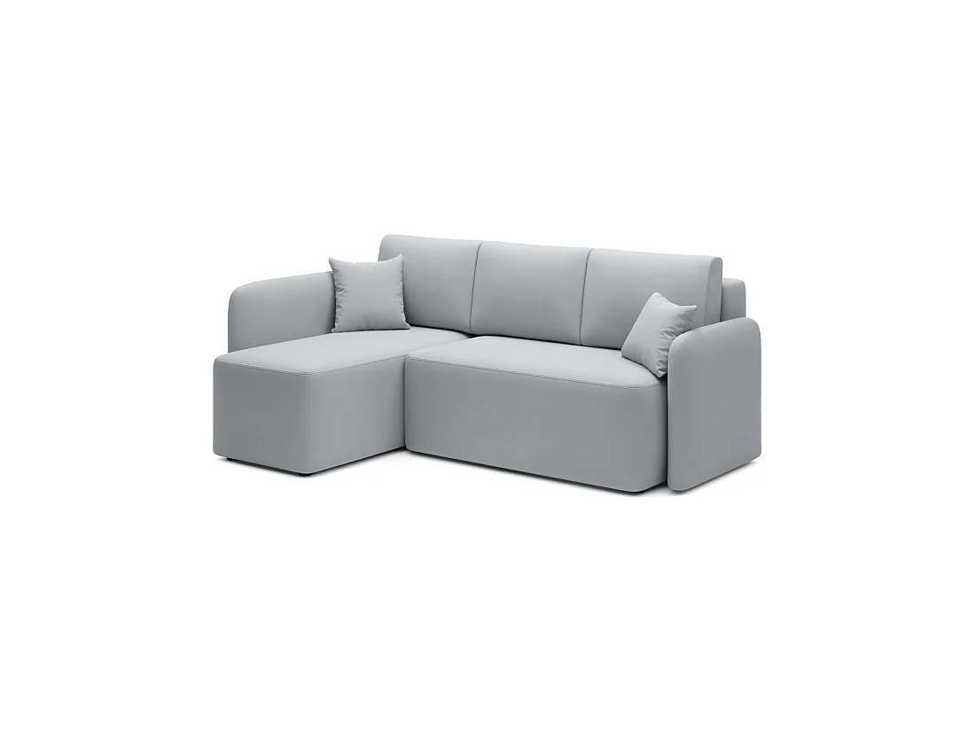 Canapé d'angle gauche Gris convertible 3 places HEDSON avec coffre