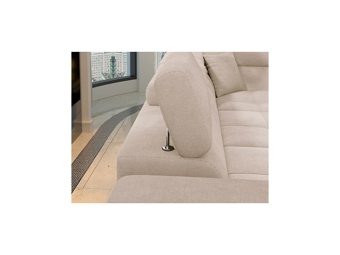 Sofá de esquina convertible PALAZZO 4 plazas beige – ángulo izquierdo con baúl