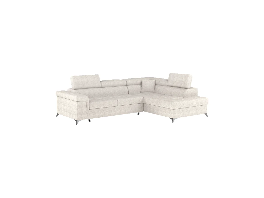 Canapé d'angle convertible PALAZZO 4 places beige – angle droit avec coffre