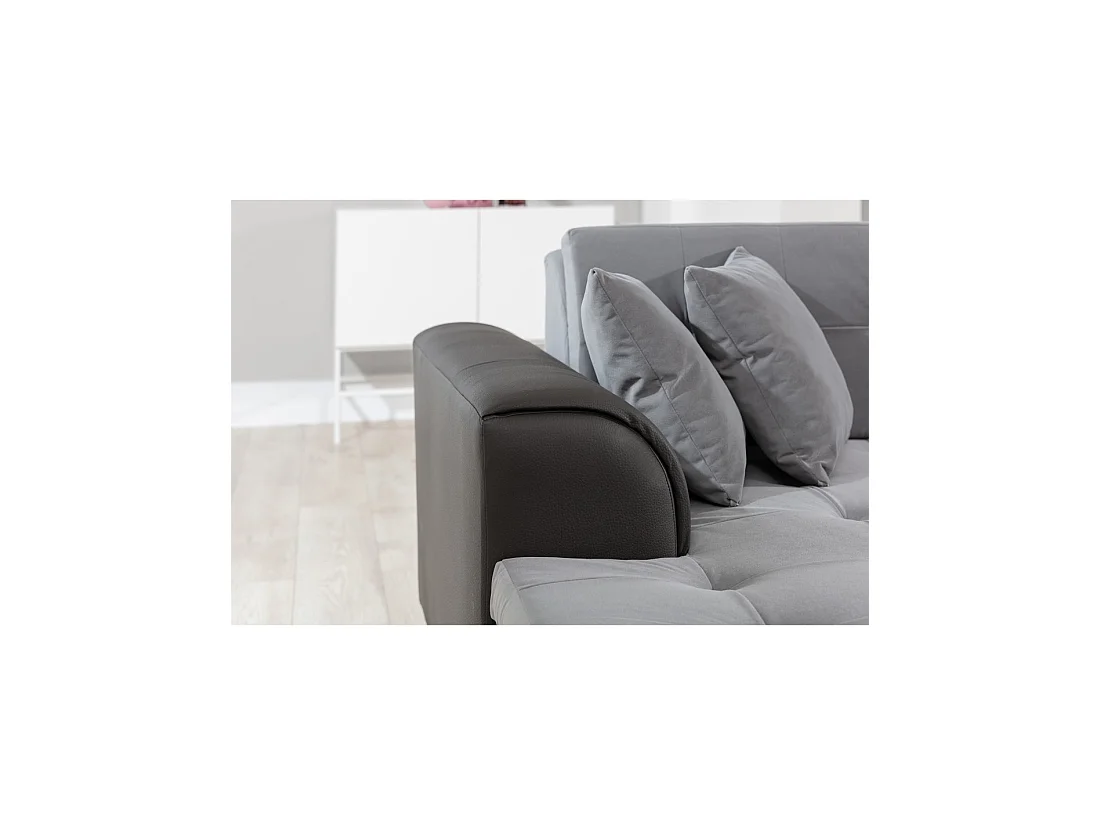 Canapé panoramique convertible CALDERO 5 places gris – angle gauche