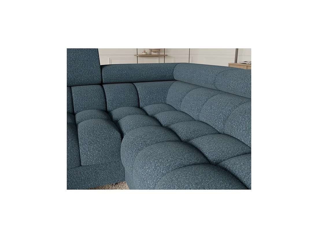 Hoekbank met slaapfunctie FACTORY 3-zits blauw - rechterhoek met opbergruimte