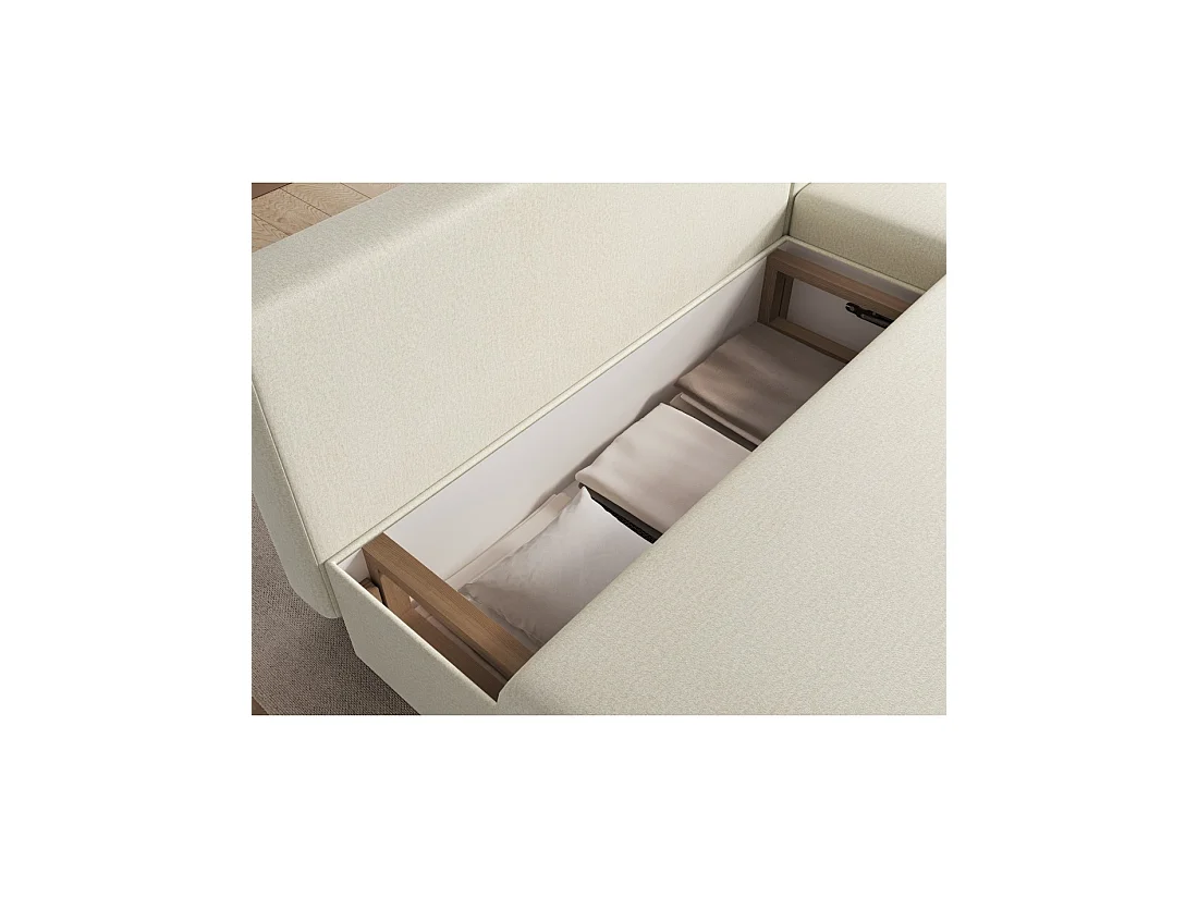 Canapé d'angle Beige 3 places convertible compact 206x90x146cm GINA