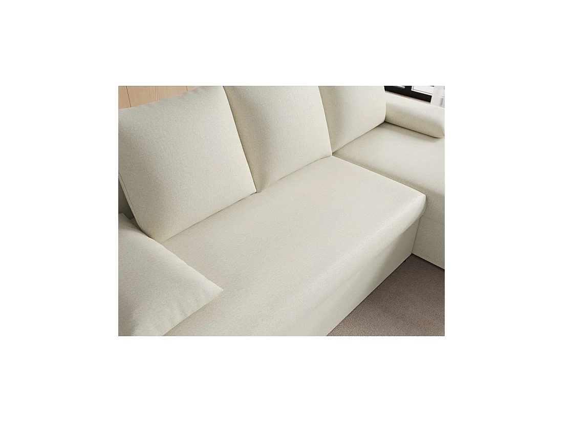 Canapé d'angle Beige 3 places convertible compact 206x90x146cm GINA