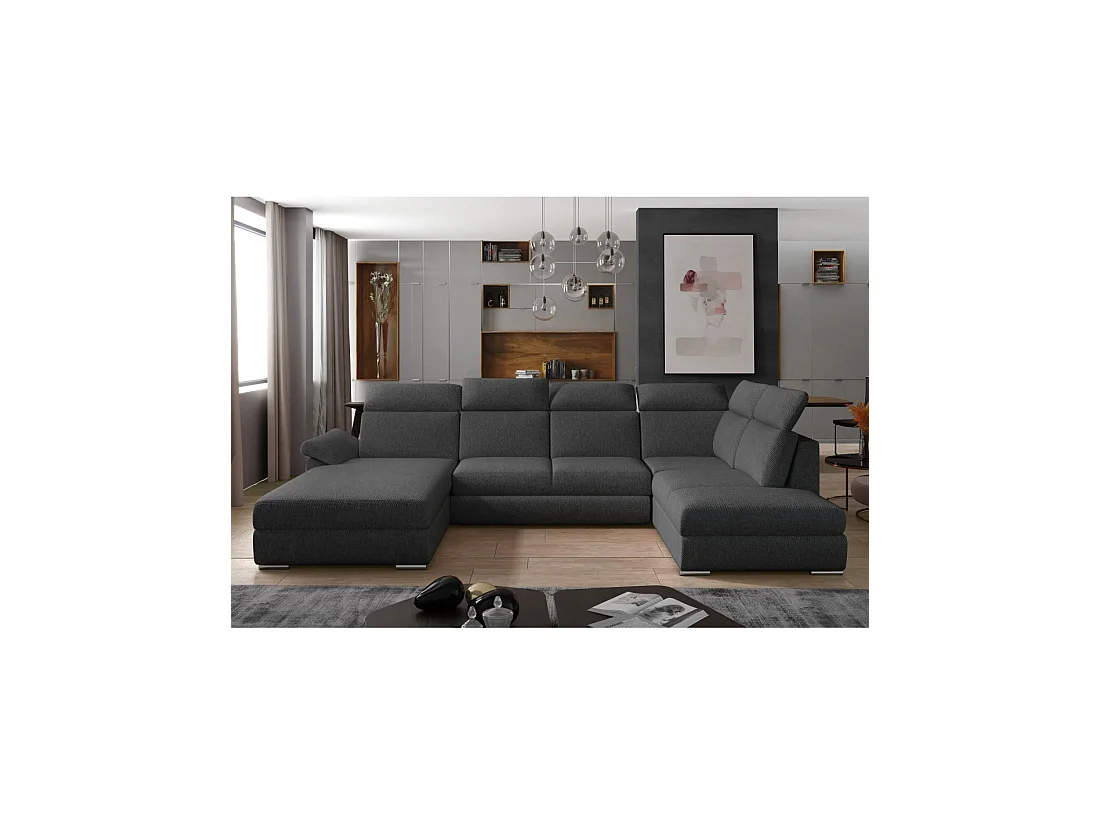Sofá panorámico convertible MAJESTA 5 plazas gris oscuro – lado izquierdo – versión 2