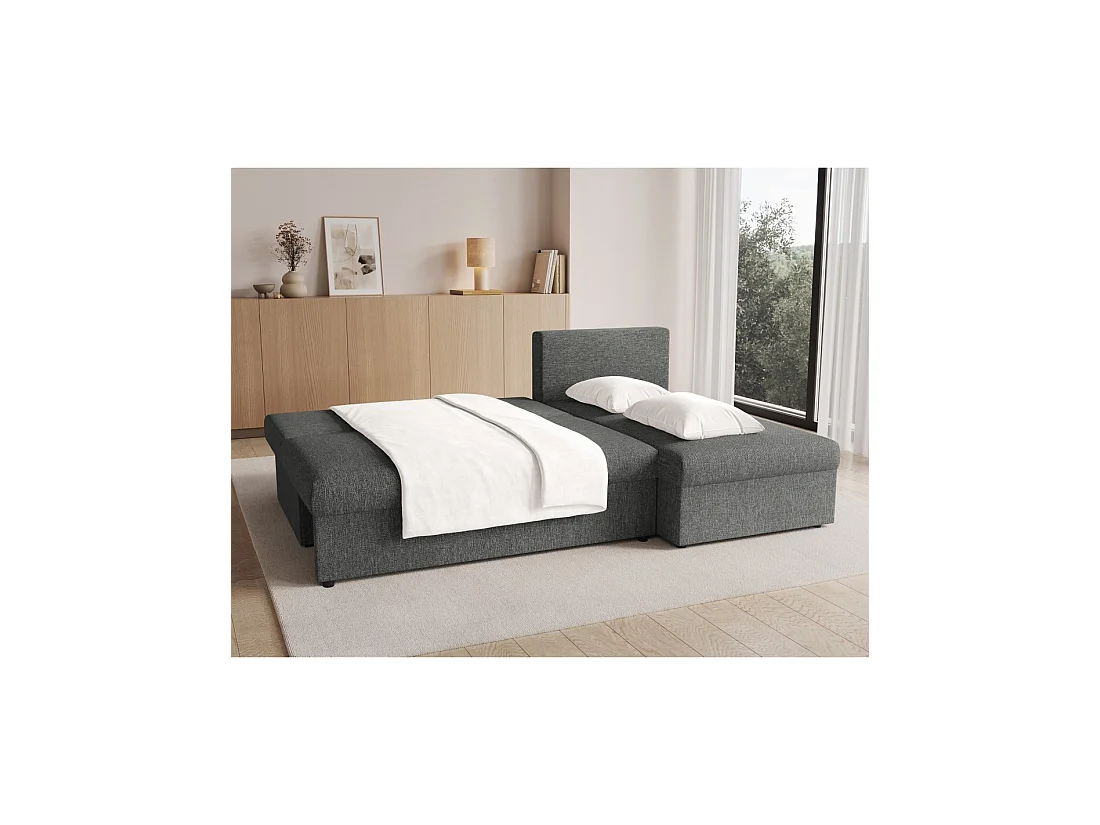 Canapé d'angle Gris foncé 3 places assise profonde 206x90x146cm GINA