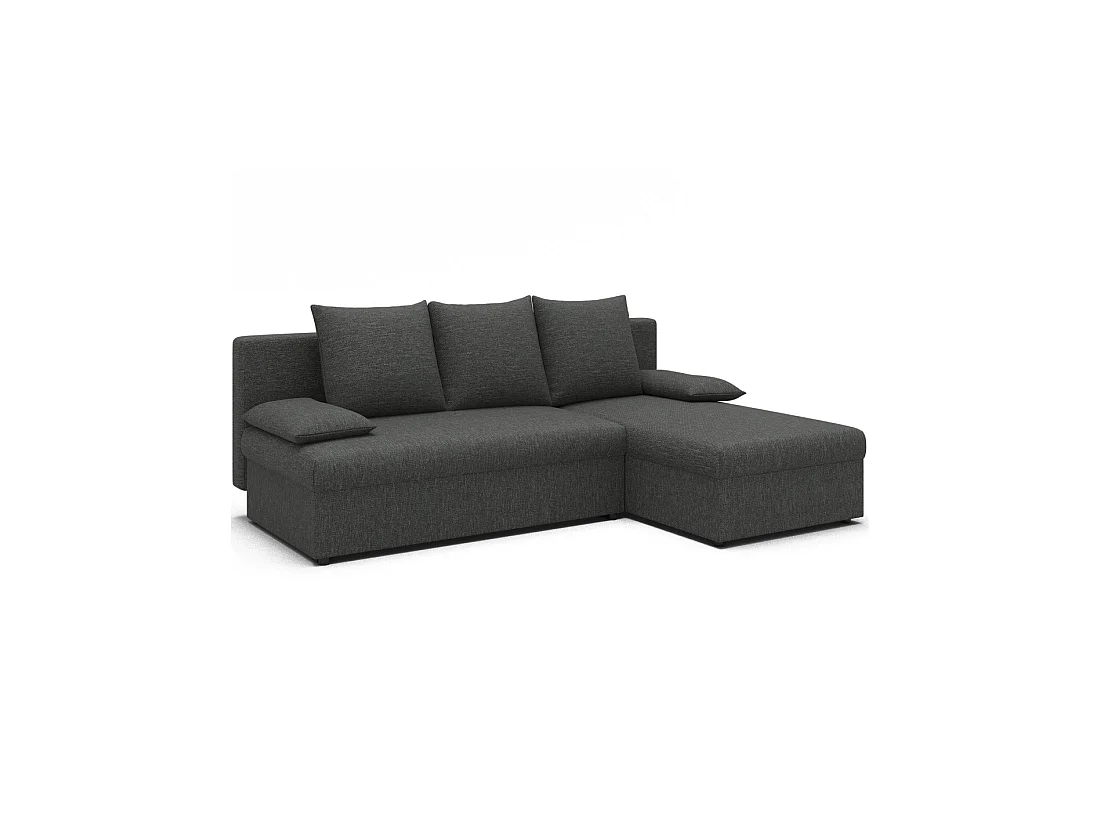 Canapé d'angle Gris foncé 3 places assise profonde 206x90x146cm GINA