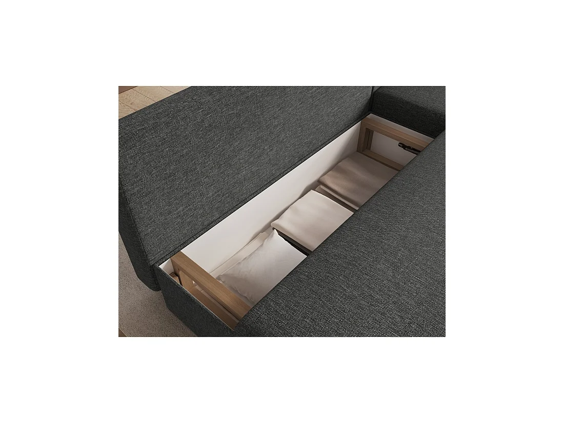 Canapé d'angle Gris foncé 3 places assise profonde 206x90x146cm GINA