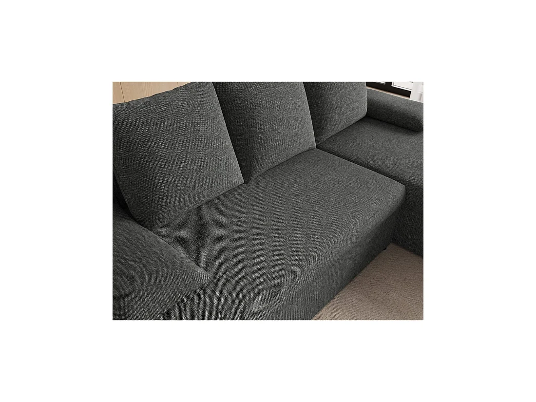 Canapé d'angle Gris foncé 3 places assise profonde 206x90x146cm GINA