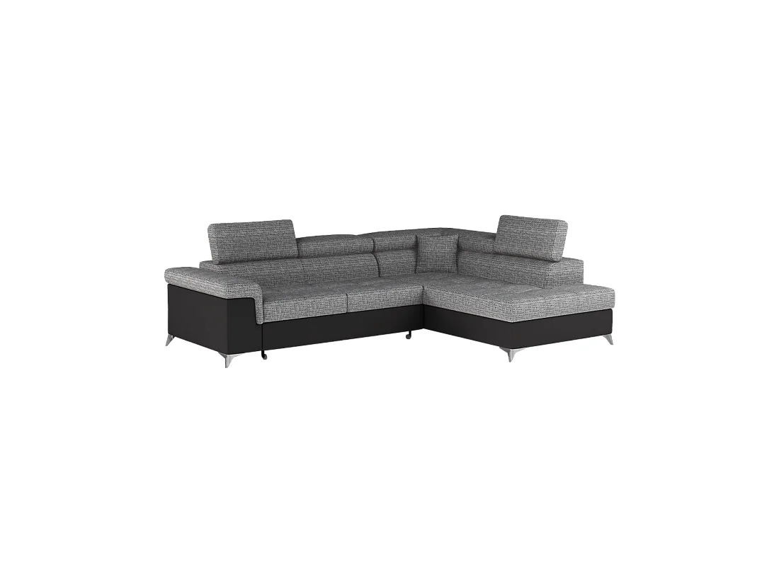Sofá de esquina convertible PALAZZO 4 plazas gris y negro – ángulo derecho con 1 cojín