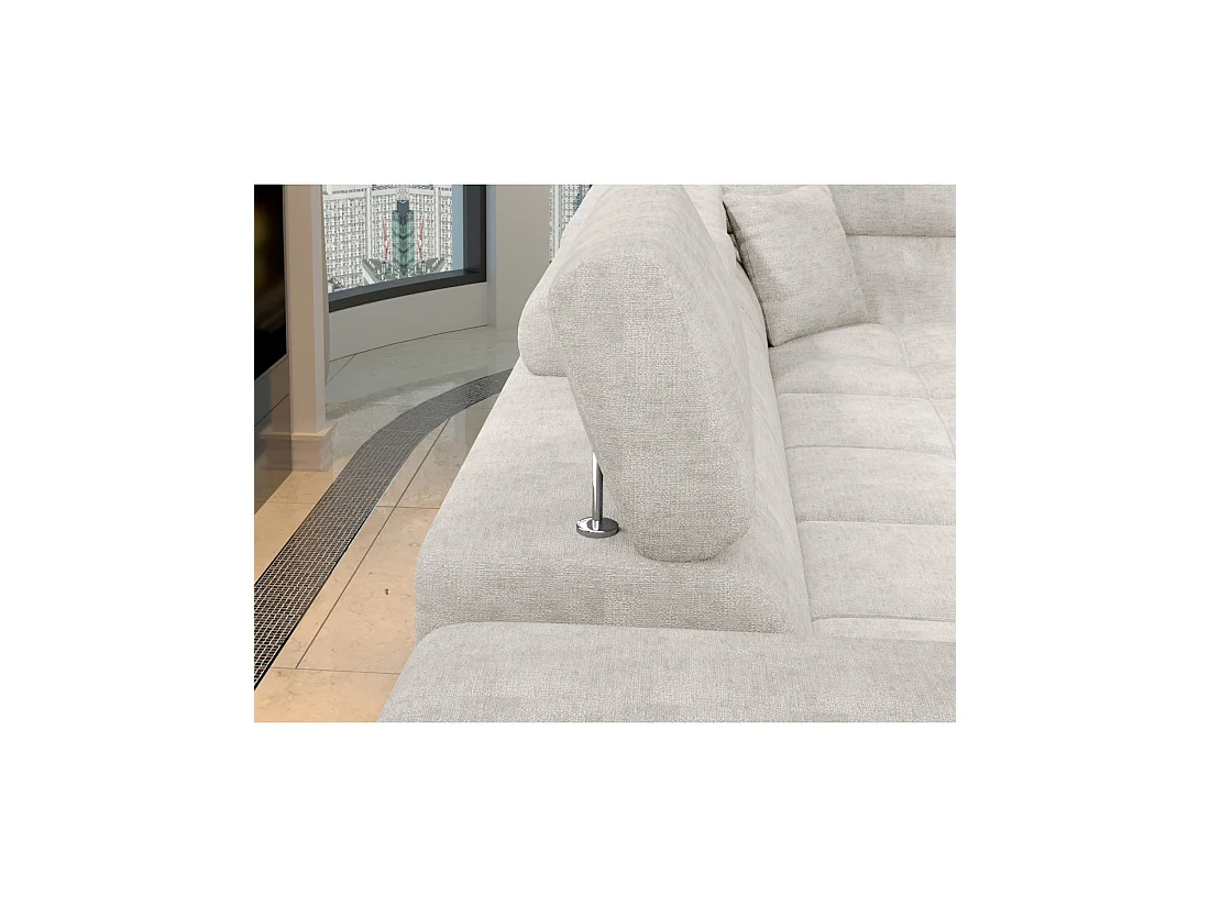 Sofá de esquina convertible PALAZZO 4 plazas beige – ángulo izquierdo con cofre