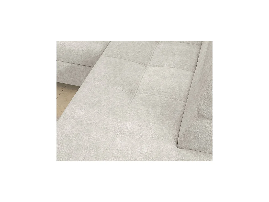 Sofá de esquina convertible PALAZZO 4 plazas beige – ángulo izquierdo con cofre
