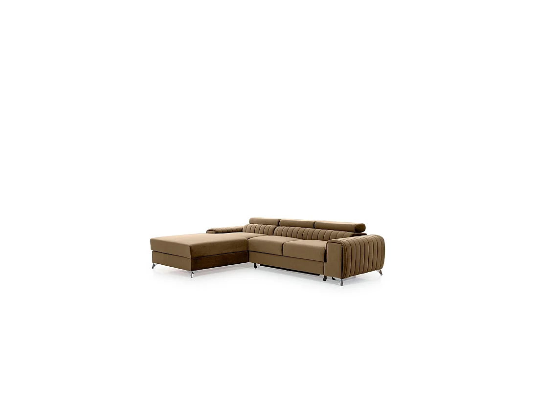 Canapé d'angle gauche Marron clair convertible 3 places JAYSON convertible 3 places