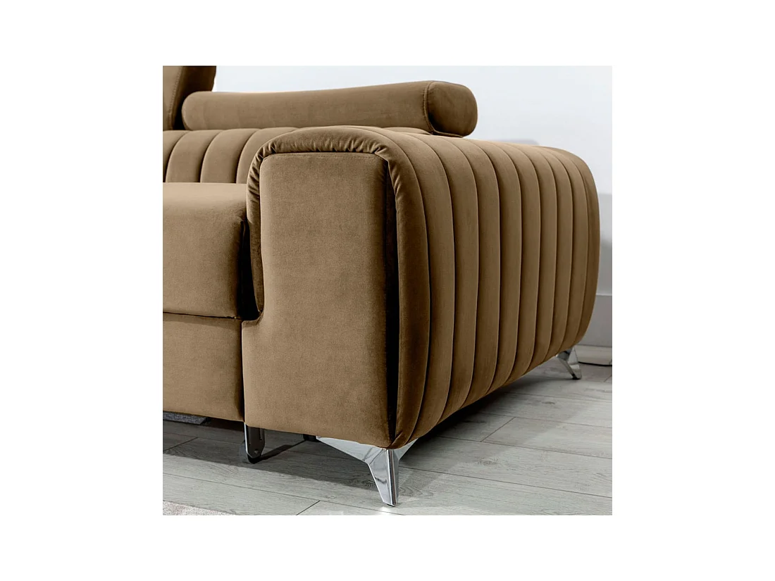 Canapé d'angle gauche Marron clair convertible 3 places JAYSON convertible 3 places