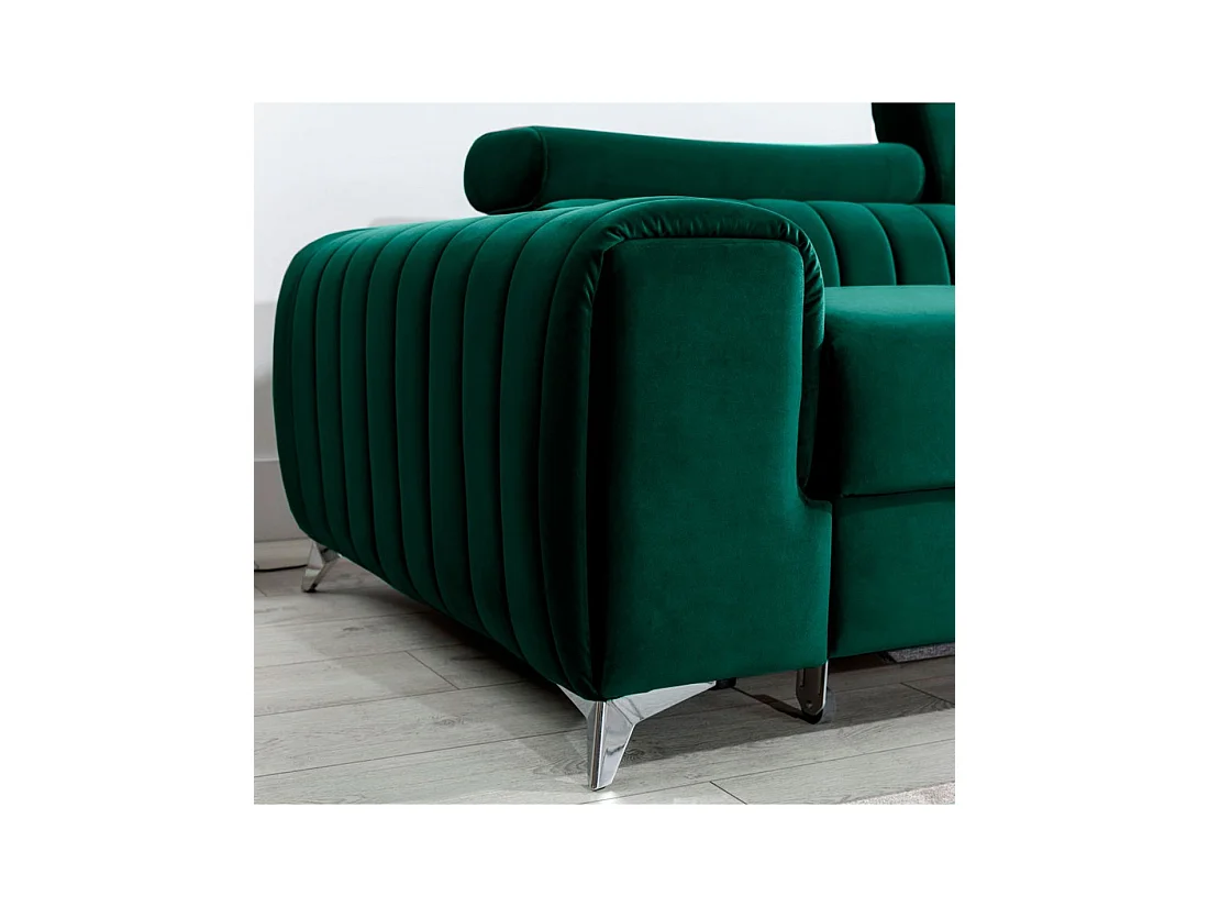 Canapé d'angle droit Vert émeraude convertible 3 places JAYSON assise haute résilience
