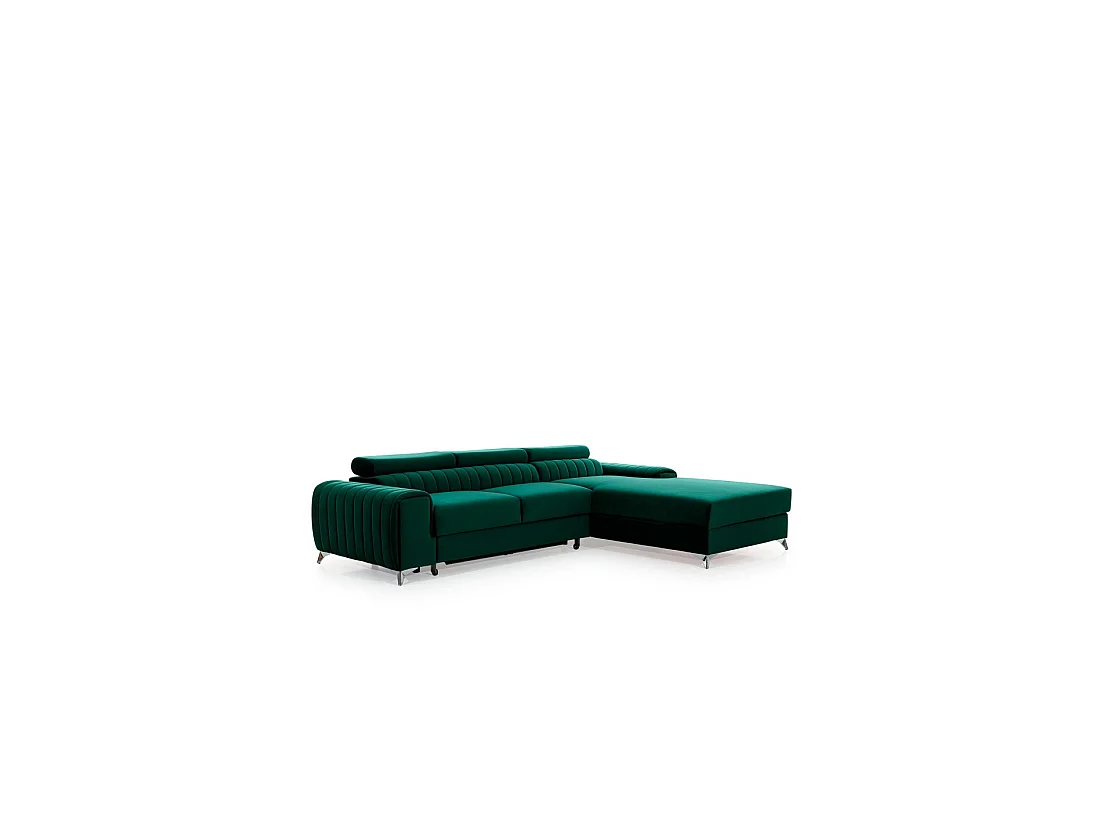 Canapé d'angle droit Vert émeraude convertible 3 places JAYSON assise haute résilience