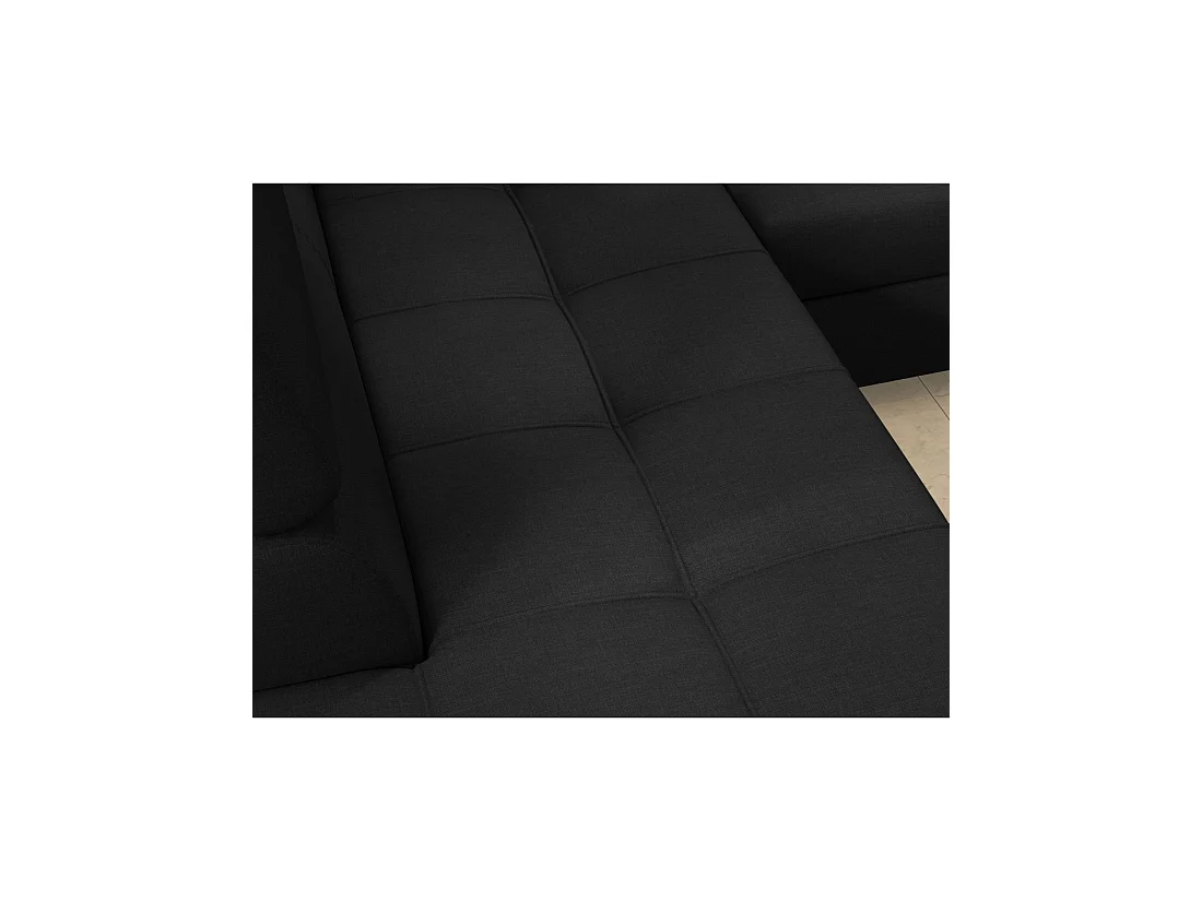 Canapé d'angle convertible PALAZZO 4 places noir – angle droit avec 1 coussin