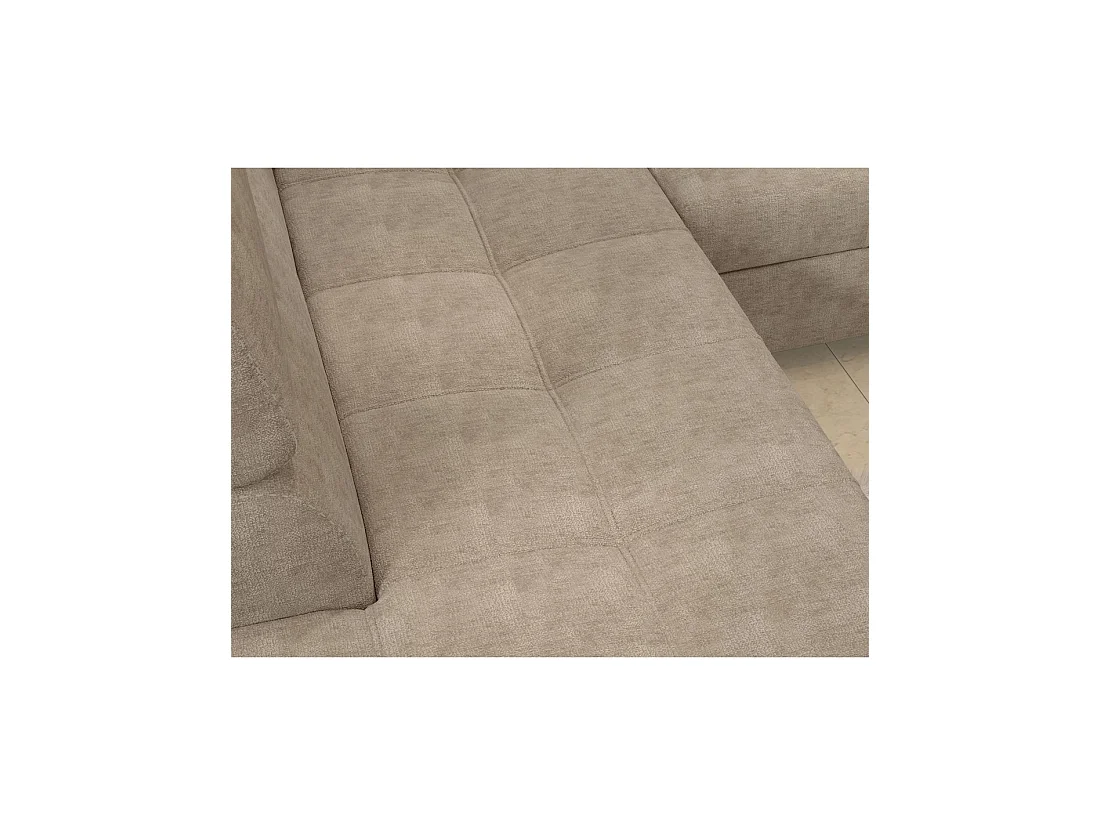 Sofá de esquina convertible PALAZZO 4 plazas beige - ángulo derecho con baúl