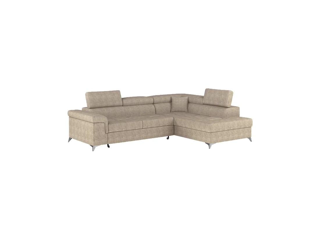 Sofá de esquina convertible PALAZZO 4 plazas beige - ángulo derecho con baúl