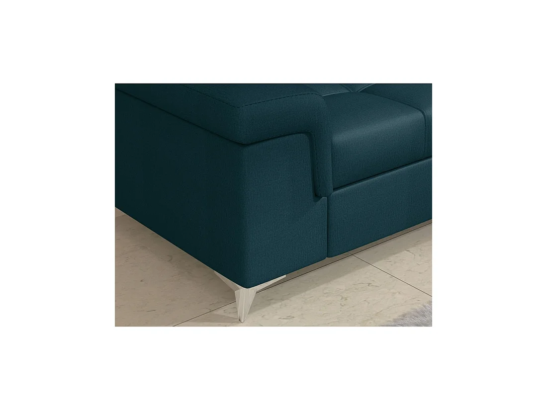 Canapé d'angle convertible PALAZZO 4 places bleu foncé – angle gauche avec 1 coussin