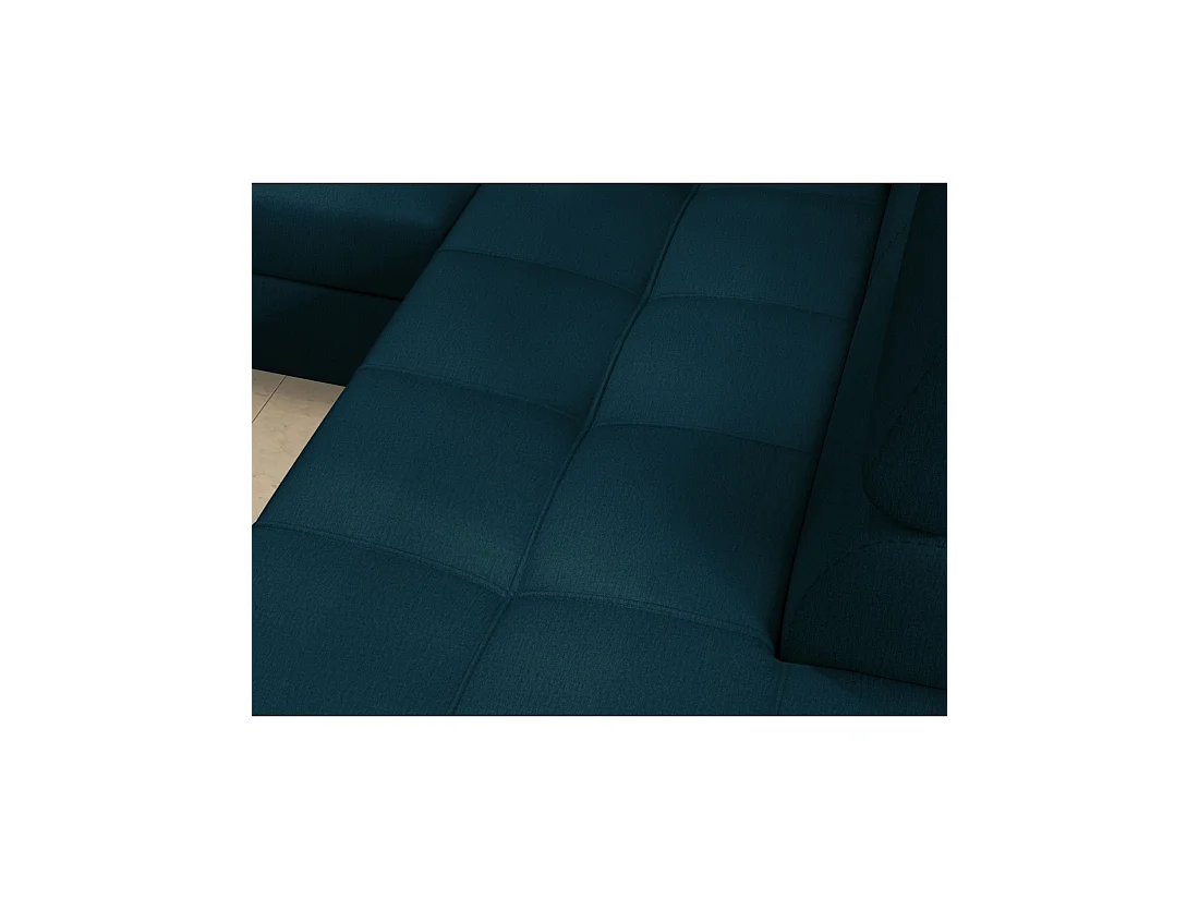 Canapé d'angle convertible PALAZZO 4 places bleu foncé – angle gauche avec 1 coussin