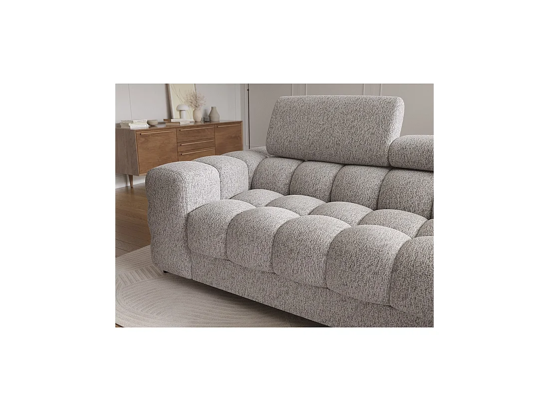 Canapé d'angle droit convertible Gris chiné élégance moderne 285x99x181cm FILTRO
