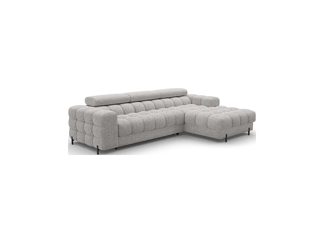 Canapé d'angle droit convertible Gris chiné élégance moderne 285x99x181cm FILTRO