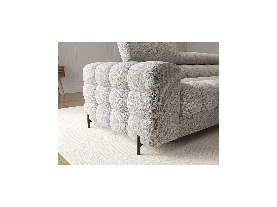 Canapé d'angle droit convertible Gris chiné élégance moderne 285x99x181cm FILTRO