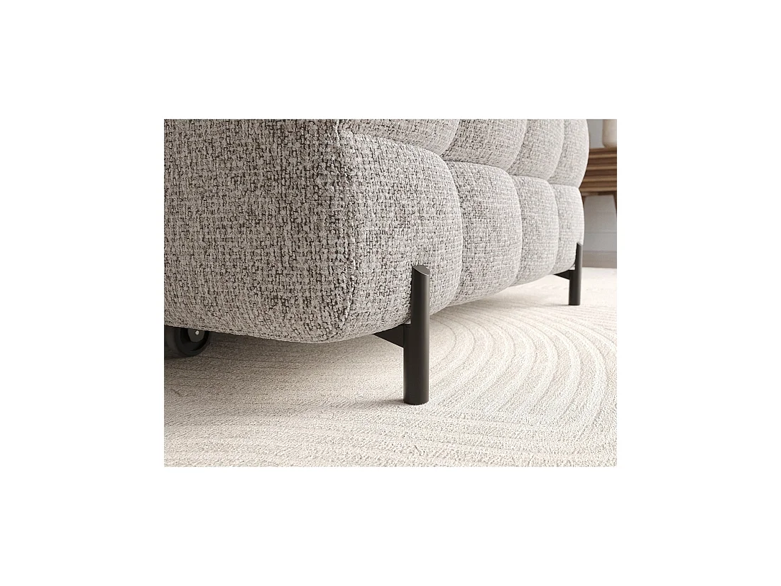 Canapé d'angle droit convertible Gris chiné élégance moderne 285x99x181cm FILTRO
