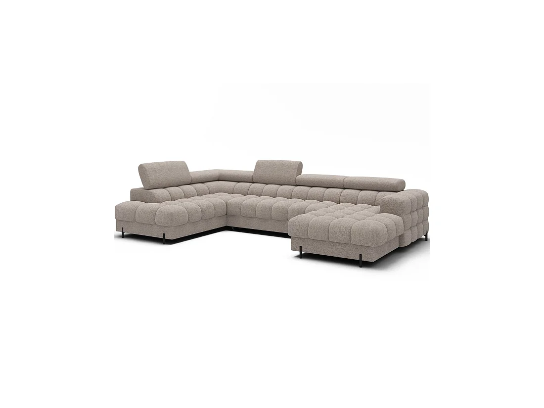 Canapé panoramique convertible Beige clair angle gauche FERARIA 358x93x202cm