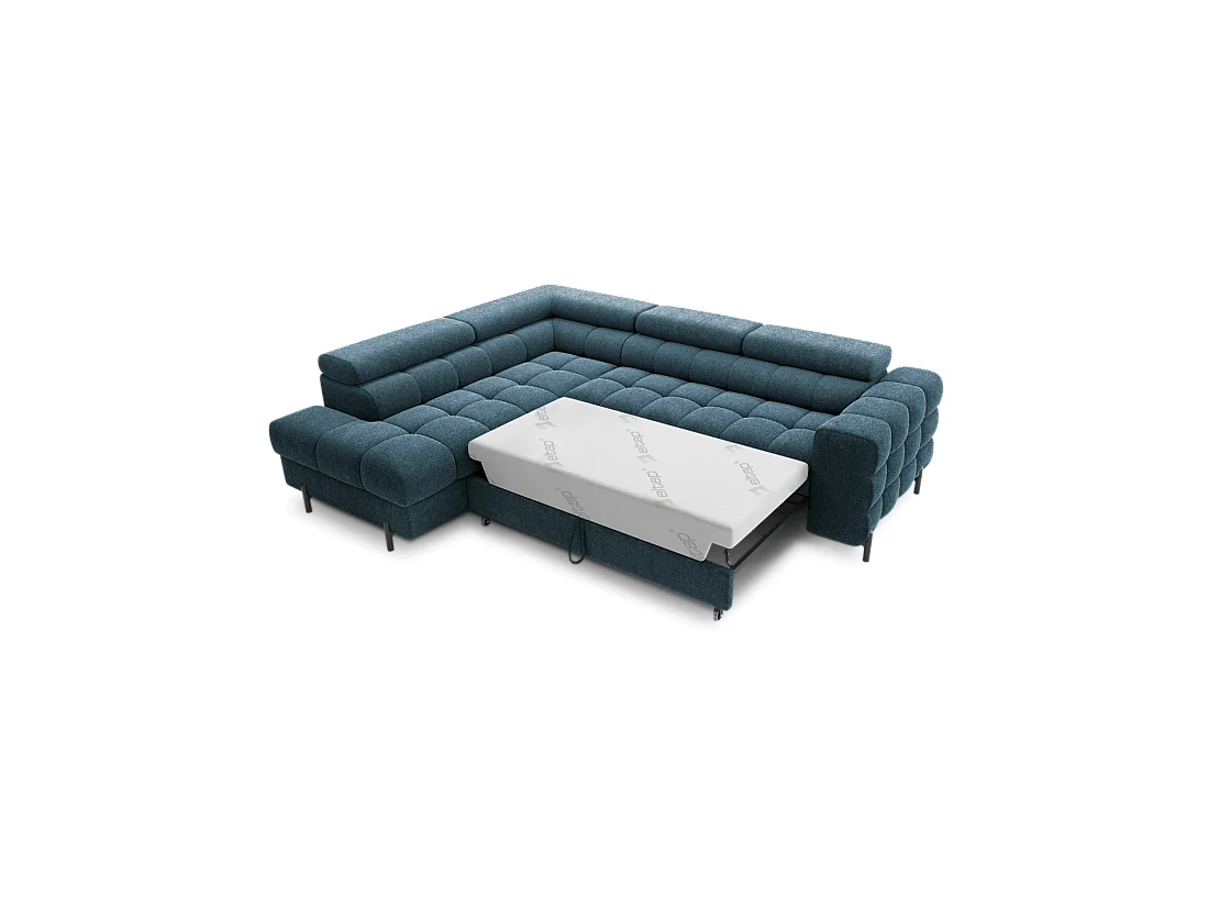 Canapé convertible Bleu foncé FERRUM 5 places angle gauche mousse HR 276x93x200cm