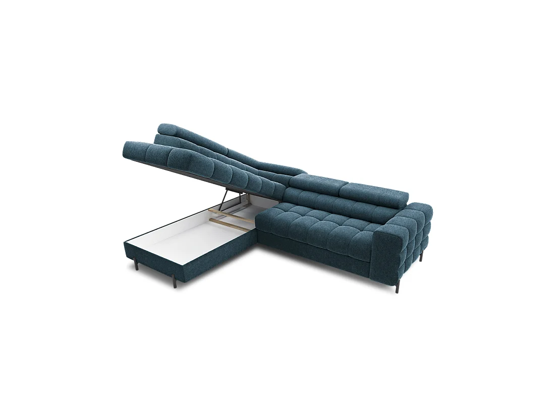 Canapé convertible Bleu foncé FERRUM 5 places angle gauche mousse HR 276x93x200cm
