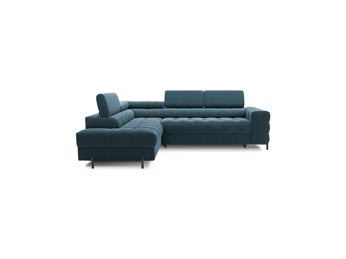 Canapé convertible Bleu foncé FERRUM 5 places angle gauche mousse HR 276x93x200cm