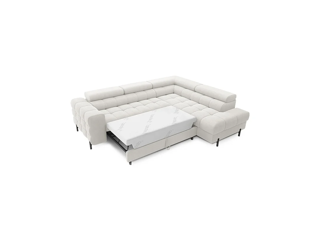 Canapé d'angle droit convertible Blanc alpin 5 places FERRUM méridienne confort 276x93x200cm