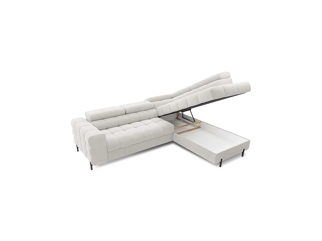 Canapé d'angle droit convertible Blanc alpin 5 places FERRUM méridienne confort 276x93x200cm
