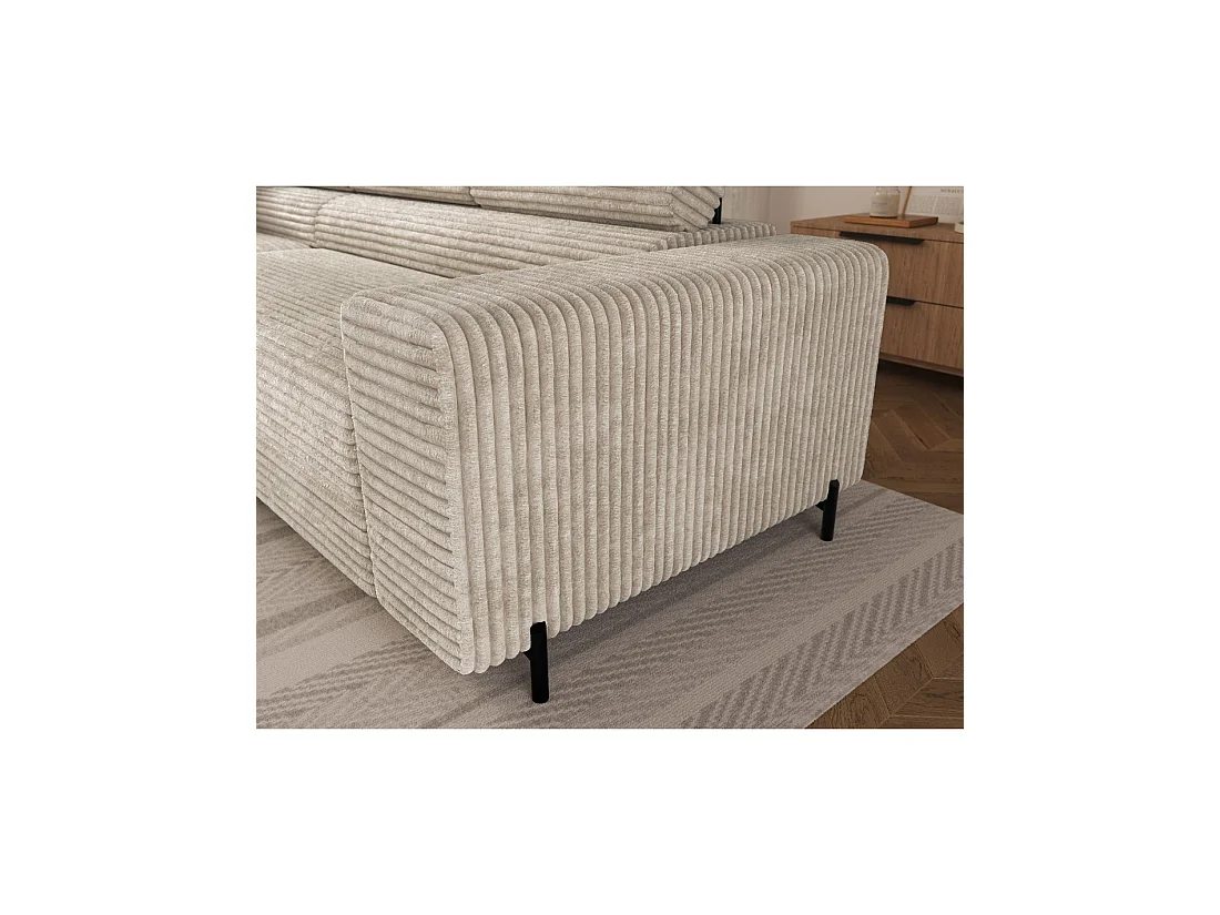 Canapé d'angle COLESIA convertible 5 places beige velours côtelé – gauche – 274x200cm
