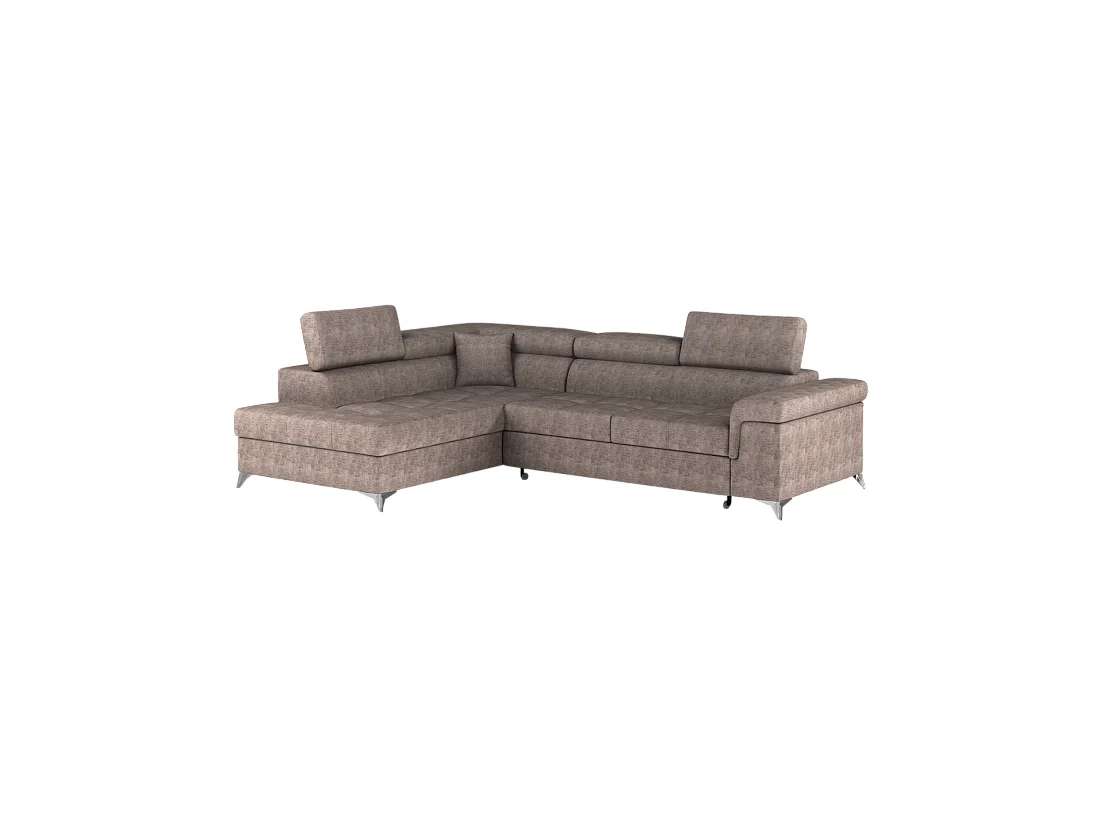 Canapé d'angle convertible PALAZZO 4 places marron – angle gauche avec coffre