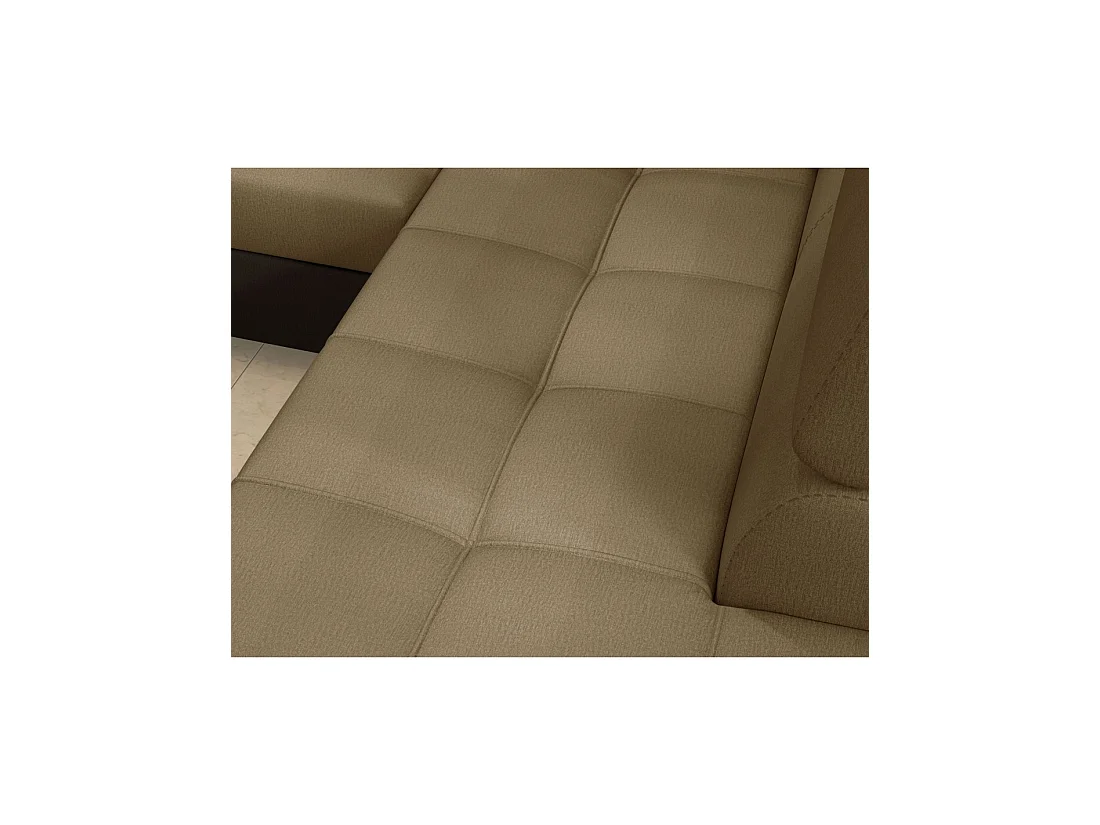 Canapé d'angle convertible PALAZZO 4 places marron clair et foncé – angle gauche avec 1 coussin