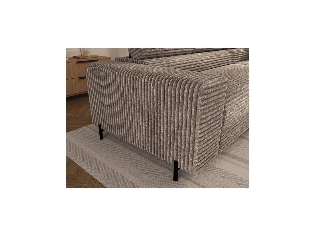 Canapé d'angle COLESIA convertible 5 places beige velours côtelé – droit – 274x200cm