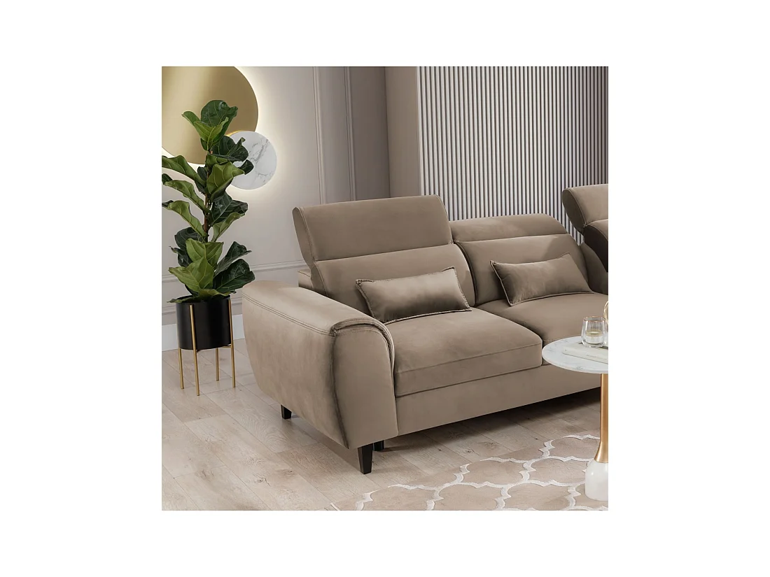 Canapé d'angle convertible marron angle droit 4 places FABLE
