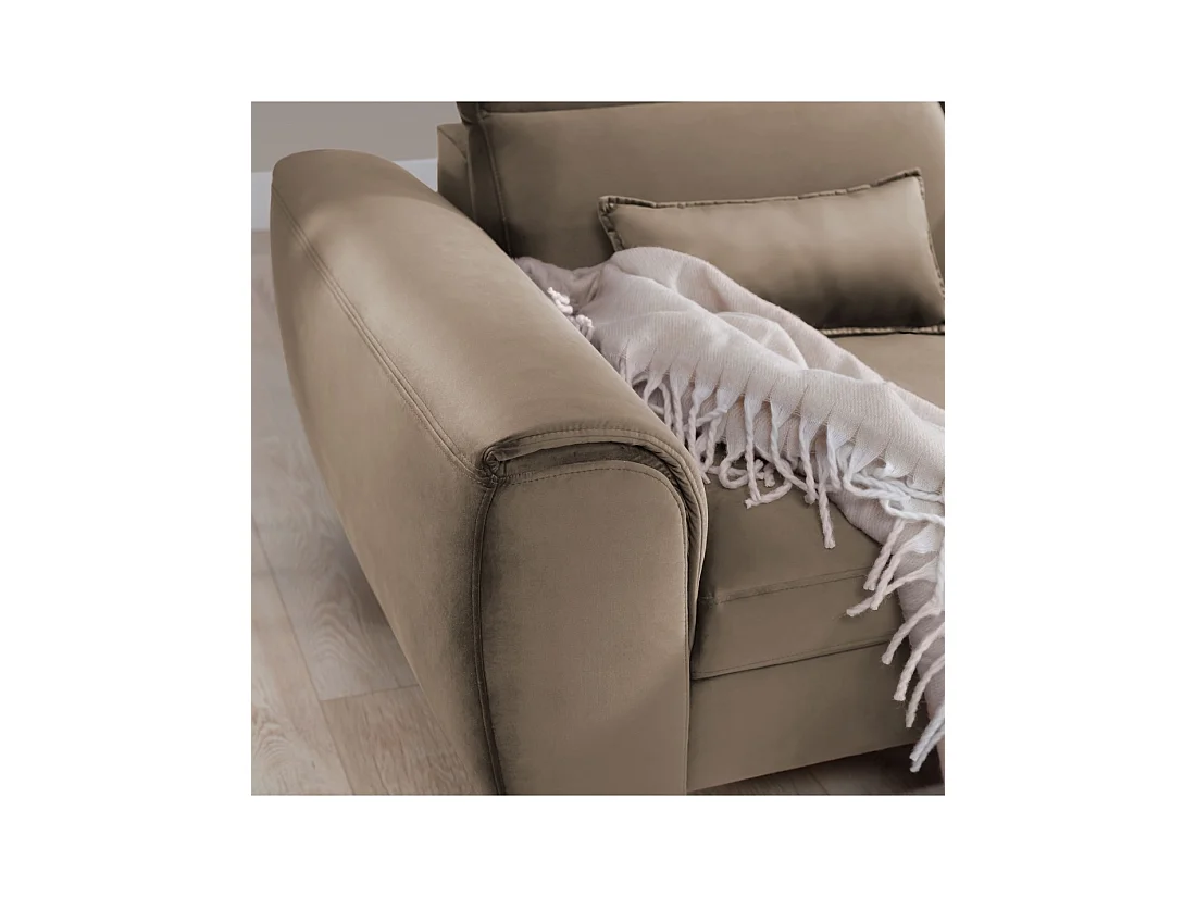 Canapé d'angle convertible marron angle droit 4 places FABLE