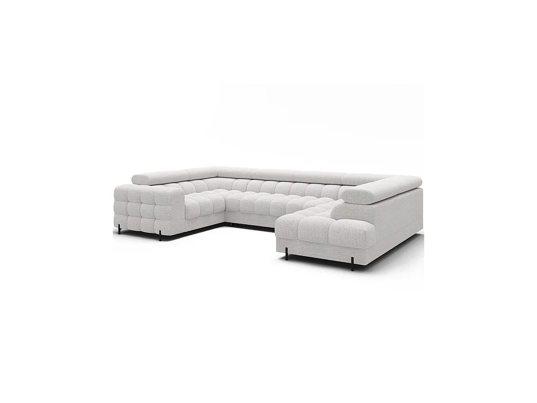 Canapé panoramique convertible FACTORY 3 places blanc – angle droit avec coffre