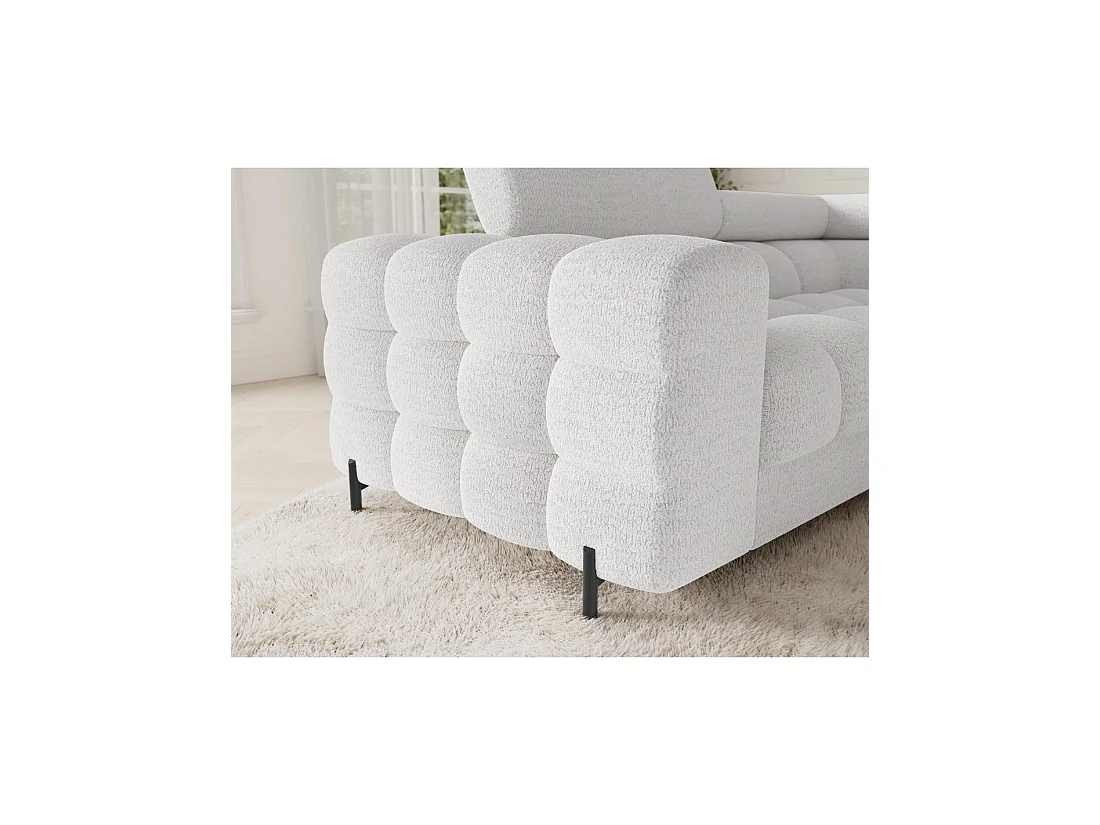 Canapé panoramique convertible FACTORY 3 places blanc – angle droit avec coffre