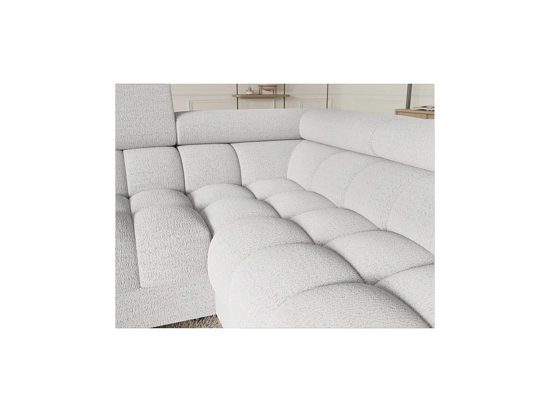 Canapé panoramique convertible FACTORY 3 places blanc – angle droit avec coffre