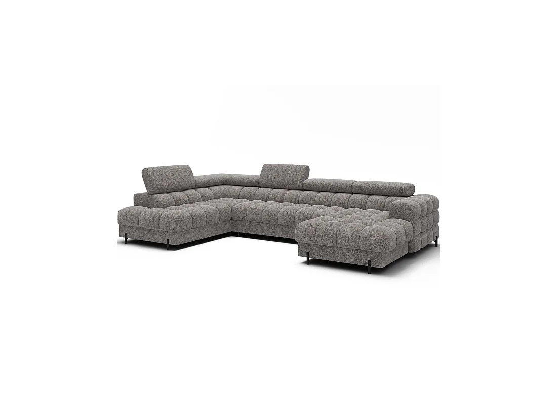 Sofá panorámico convertible Gris jaspeado ángulo izquierdo FERARIA 358x93x202cm