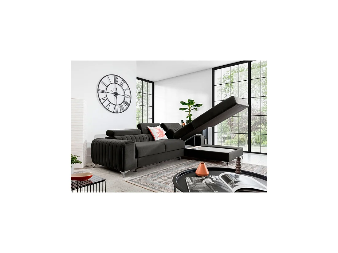 Canapé d'angle droit Gris foncé convertible 3 places JAYSON grand confort