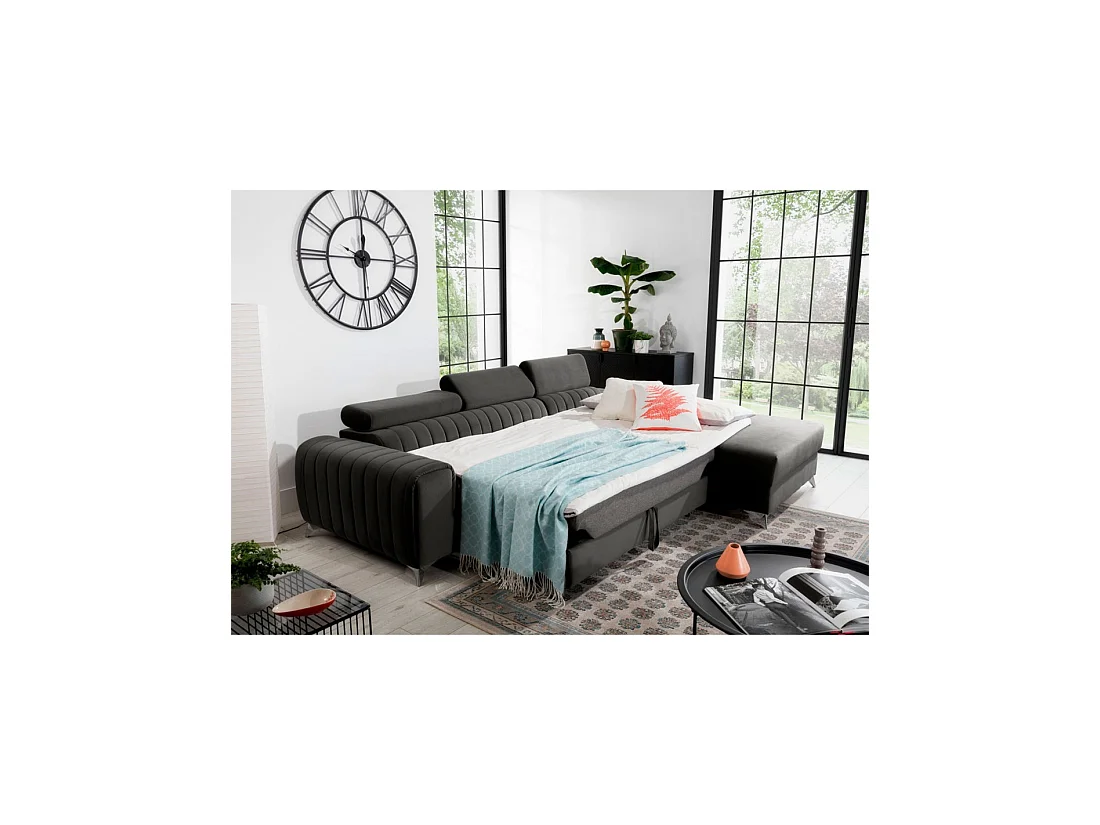 Canapé d'angle droit Gris foncé convertible 3 places JAYSON grand confort