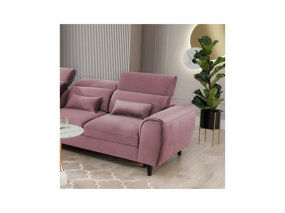 Canapé d'angle convertible rose foncé angle gauche 4 places FABLE