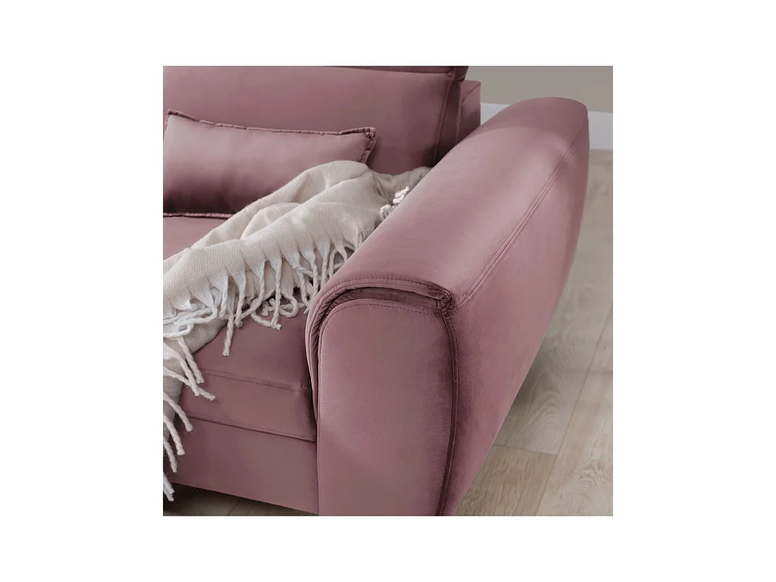 Canapé d'angle convertible rose foncé angle gauche 4 places FABLE