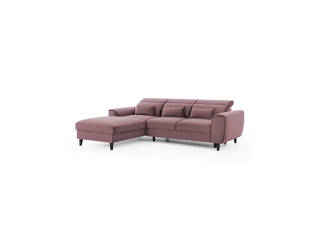 Canapé d'angle convertible rose foncé angle gauche 4 places FABLE